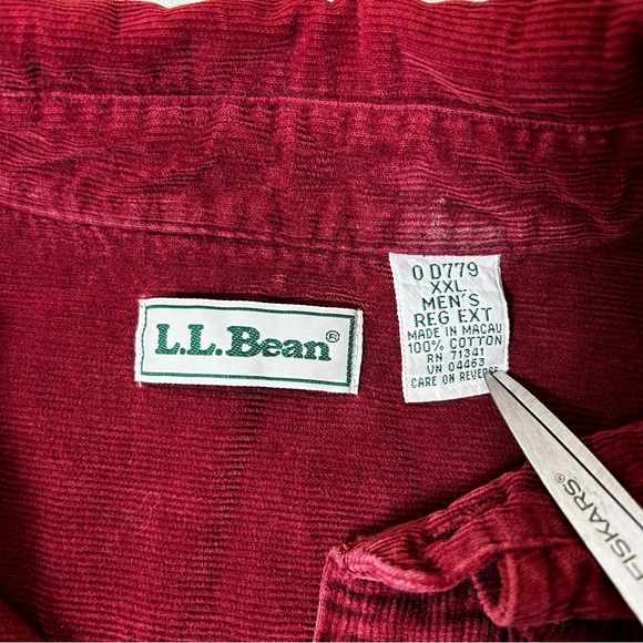 L.L. Bean Corduroy Shirt Mens XXL Maroon/Burgundy, Button Down Long Sleeve￼ - Picture 6 of 8